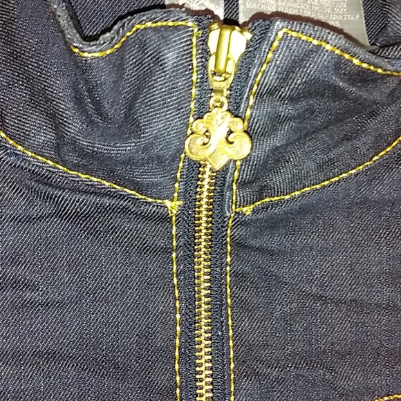 Plus Size Dereon Blue & Gold Jean Jacket (2X) - Picture 6 of 11